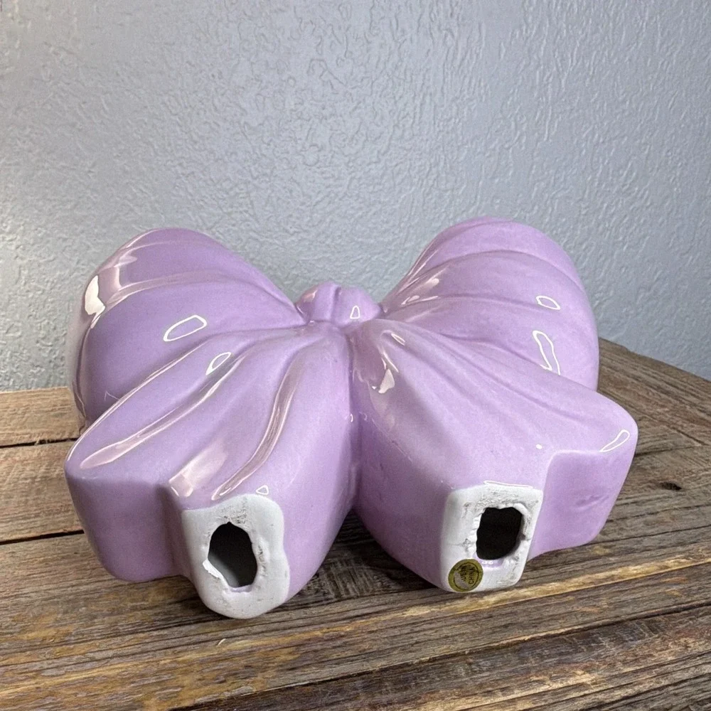 Purple Glossy Ceramic Bow, Girls/Nursery Decor Decoration Ceramic Bow Aesthetic